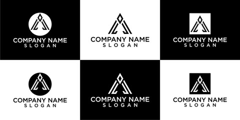  Abstract letter A logo design. icons for business of luxury, elegant, simple.