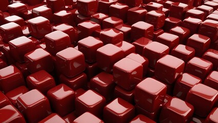 Obraz premium Reflective Red Cube Surface – Modern 3D Texture