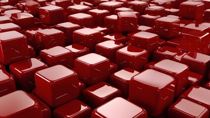 Obraz premium Seamless Red Cube Pattern with Shiny Texture