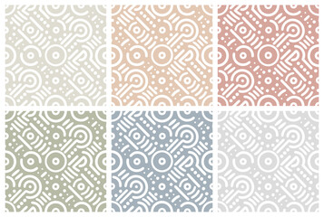 Abstract geometric seamless pattern set in pastel colors collection for design