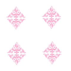 Kazakh pattern seamless watercolor. Ornament with with patterns. Hand drawn illustration on white background of Asian elements. For printing on fabrics and packaging paper for Nauryz