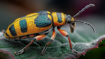 Colorful insect on green leaf in a natural setting under bright sunlight during a warm afternoon