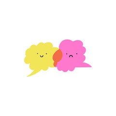 Positive and sad faces. Colorful speech bubbles. Illustration on white background.