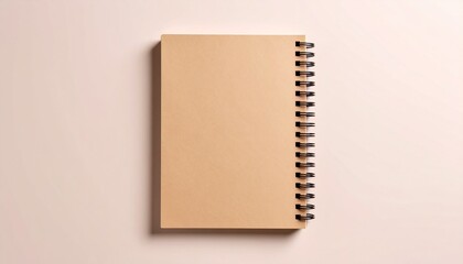 Spiral Notebook with Kraft Cover on Pastel Background, back to school themes