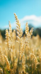Fototapeta premium Golden Wheat Field Swaying Gently on a Sunny Day