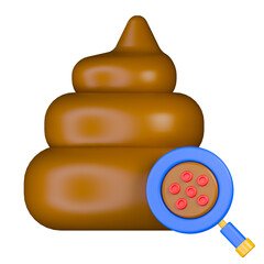 Stool occult blood 3d illustration. Fecal sample under magnification reveals red blood cells.