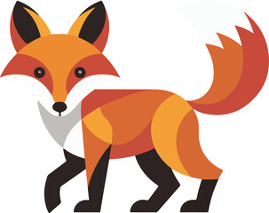 Obraz premium A cute and stylized fox in a geometric illustration style Transparent vector png