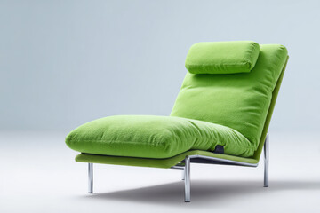 Fototapeta premium Modern green chaise lounge relaxing on white background