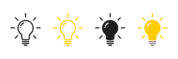 Light bulb icon. Creative idea and inspiration concept. Energy and thinking symbol. Idea sign symbol. Bulb icon collection. Vector illustration