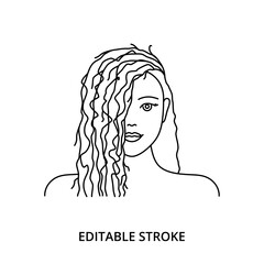 Brittle, Dry, Tangly hair vector icon, editable stroke
