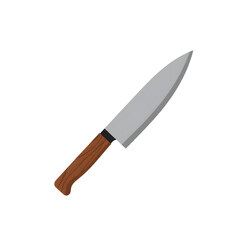 Kitchen knife with wooden handle on transparent  background  