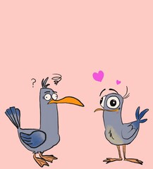 illustration funny bird drawn for template. 