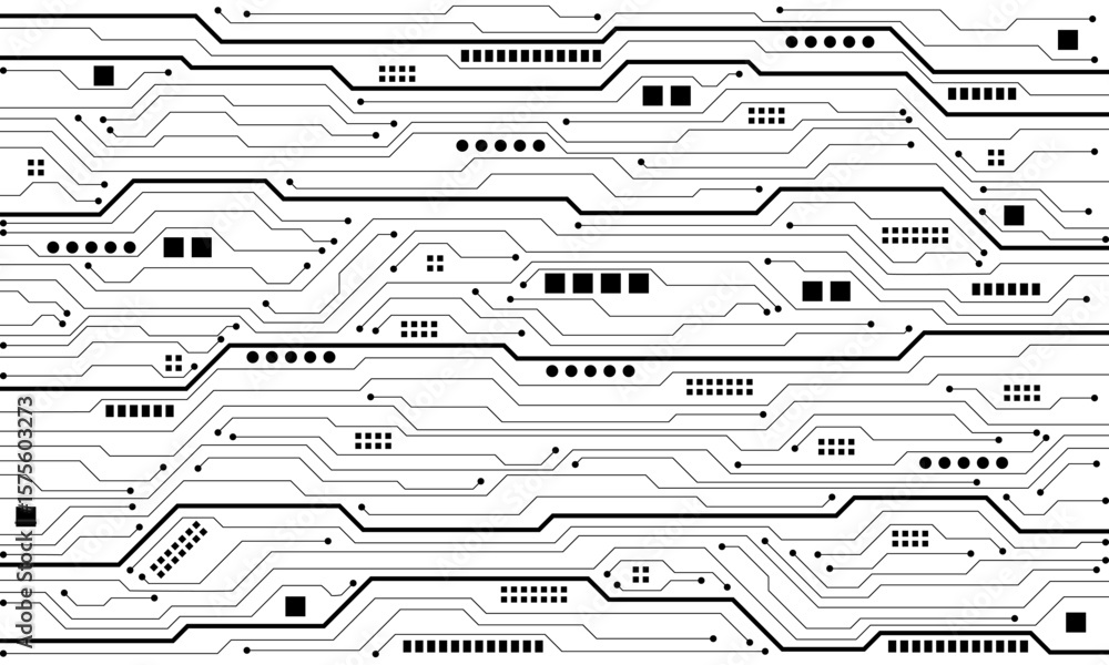 Poster abstract black circuit board technology connected lines electronics elements computer motherboard ch