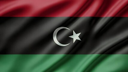 4K  animation of the Libya flag waving, suitable for national events, presentations, and cultural displays. Can be used for backgrounds and educational content.