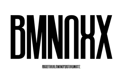 Tall font isolated. Extra condensed alphabet. High narrow letters. Long and slim font. UppercaseVector illustration