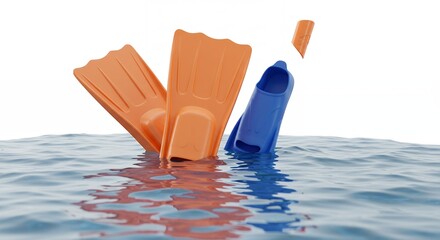 Diving fins in water