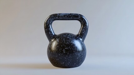 Fototapeta premium Black speckled kettlebell weight for strength training and fitness workouts at home or in the gym equipment silhouette