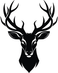 Majestic Stag Head Silhouette with Antlers