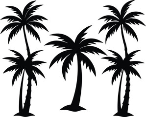 Fototapeta premium Silhouette Collection of Tropical Palm Trees