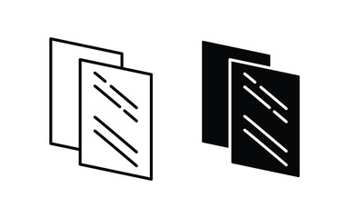 Double Glazing line and flat icon set. Two glass panes vector icon. Set of glass layers types double glazed windows. vector illustration.