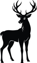 Fototapeta premium Majestic Black Silhouette of a Stag with Large Antlers