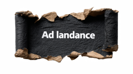 Artistic dark grunge texture with torn edges reveals the message Ad landance, perfect for adding an edgy and unique touch.