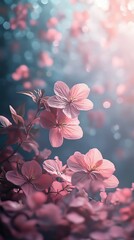 Blooming Pink Flowers with Soft Bokeh Background in Spring