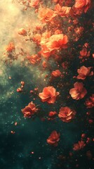 Blooming Flowers on Branch Against a Dreamy Background