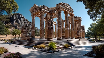 Obraz premium Elegant neoclassical symmetry with vivid surroundings high resolution photo