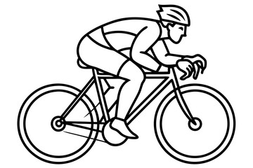 Naklejka premium Minimalist Line Art of Person Cycling with Helmet and Road Bike – Outdoor Fitness and Sustainable Transportation Concept