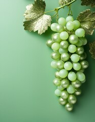 Pale lilac glitter grapes on pale lilac background with copy space. Generated image