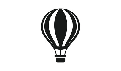 Obraz premium Classic black and white hot air balloon silhouette icon for travel and adventure