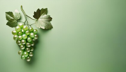 Pale lilac glitter grapes on pale lilac background with copy space. Generated image