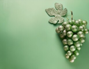 Pale lilac glitter grapes on pale lilac background with copy space. Generated image