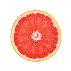 Vibrant Grapefruit Slice: A Close-Up Macro Photograph of Citrus Fruit