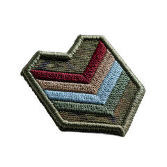 Geometric embroidered patch with chevron stripes isolated on transparent background