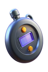 Obraz premium 3 D rendered stopwatch with orange buttons and digital display isolated on a transparent background