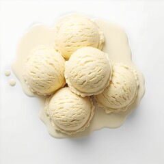 Top view of cream ice cream, plombier scoops
