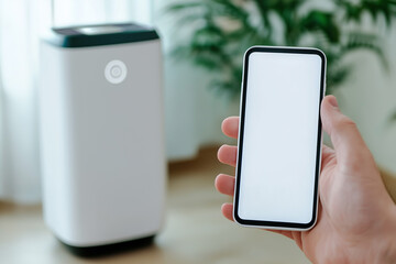 Smartphone controls smart air purifier at home