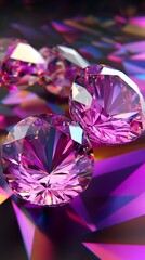 Vibrant Purple Gemstones Shiny Diamonds Closeup