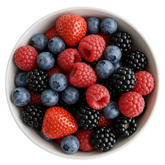 Vibrant Bowl of Mixed Berries: Raspberries, Blueberries, Blackberries, and Strawberries