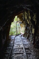 A view of the Karangahake Tunnel in New Zealand. The tunnel was once used for mining operations....