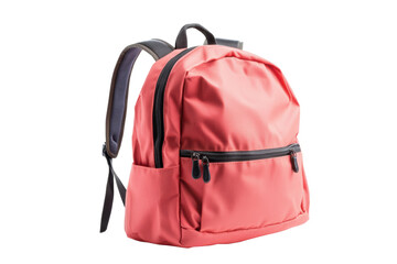 Soft pink backpack with classic design and front zipper—feminine and functional