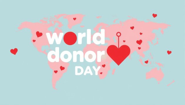 World Donor Day graphic; heart-shaped map