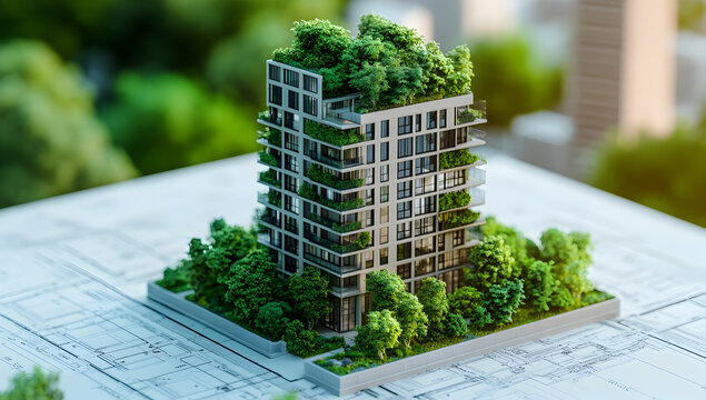 Environmental Sustainability in Construction Planning, showcasing architects and engineers collaboratively integrating green building practices and eco-conscious design elements into detailed construc