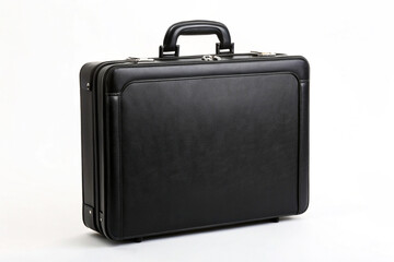 Black Leather Briefcase Flat Icon Isolated White Background