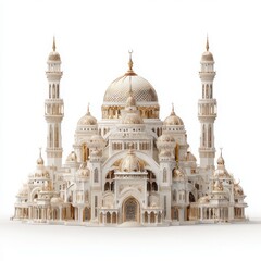 Obraz premium Grand mosque architectural model isolated on white background