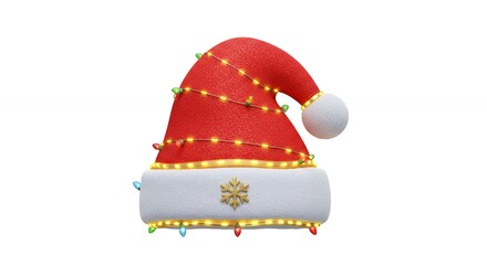 Red santa hat with christmas lights