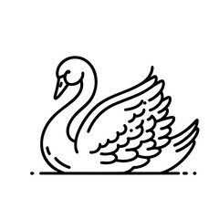Fototapeta premium Elegant Swan Line Art: Graceful Bird Illustration