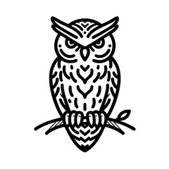 Fototapeta premium Majestic Owl: A Black and White Line Art Design